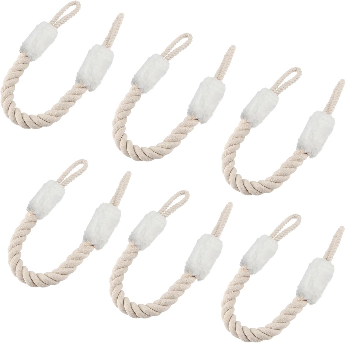 6 stuks deurkoorden, klembescherming, 60 cm, katoenen deurtouw, klinkstof, deursnoeren, klembescherming, wit deurkoord, klembescherming, geen dichtknallen van de deur meer