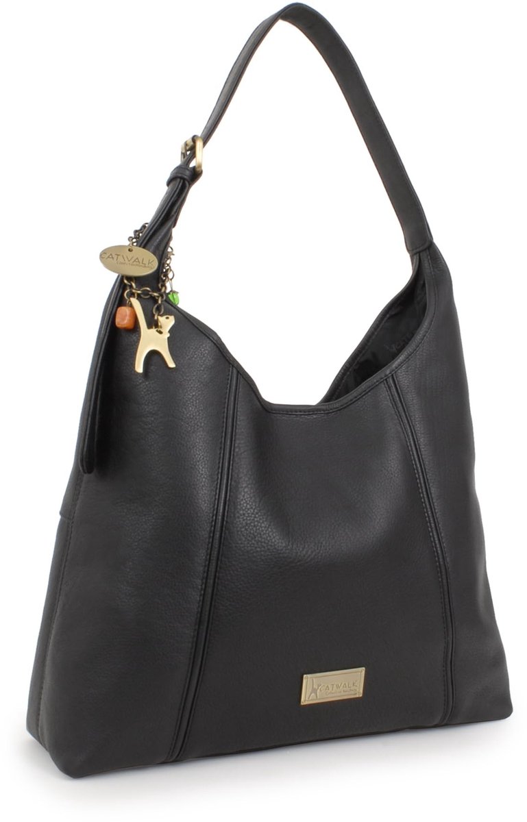 Omgoods - Dames Leren Schoudertas - Zippered Tote Bag met Multi-Pockets - Bethany Zwart