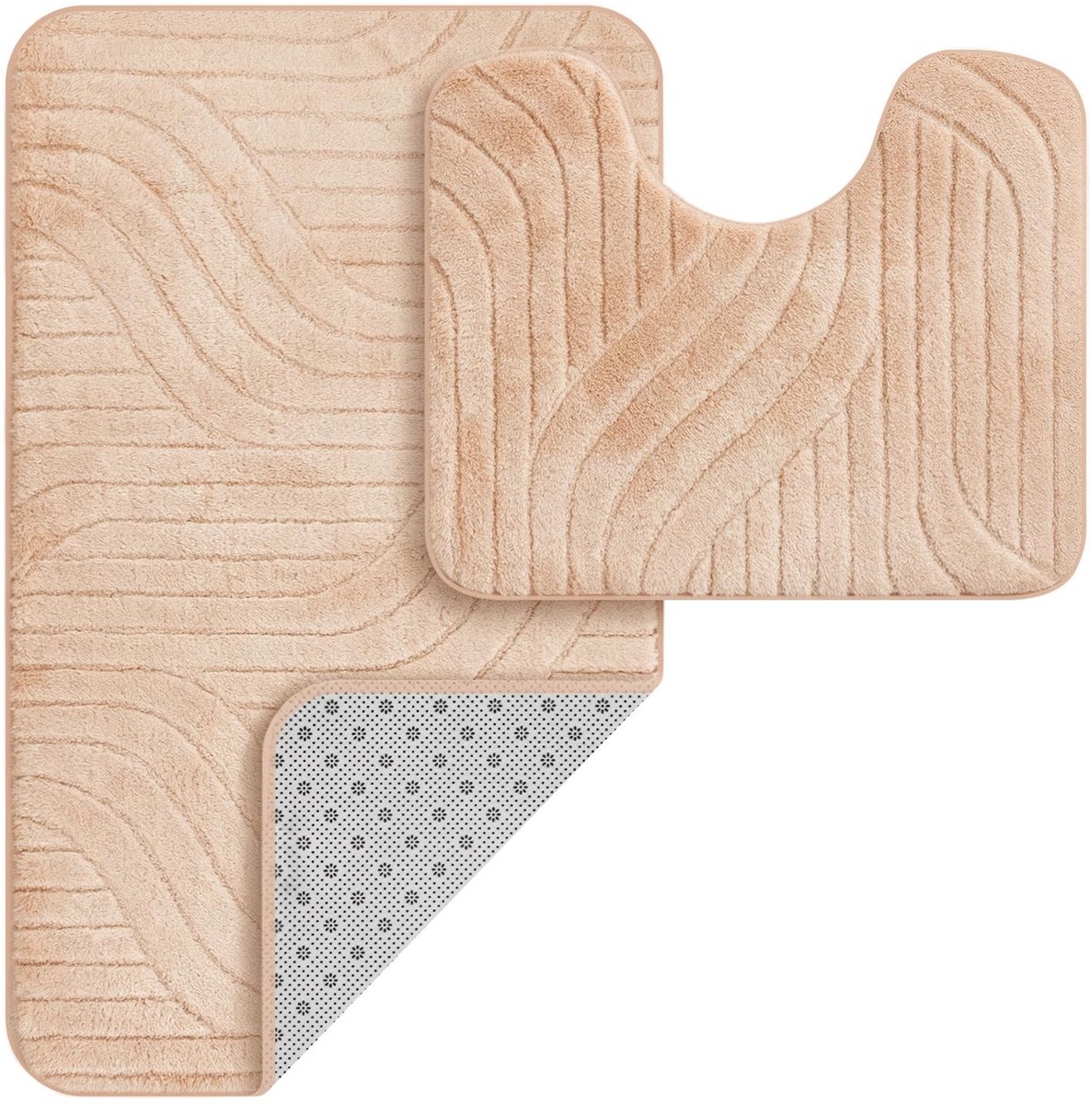 Omgoods - Set van 2 Antislip Badmatten, Zacht en Fluffy, 60 x 100 cm + 60 x 50 cm