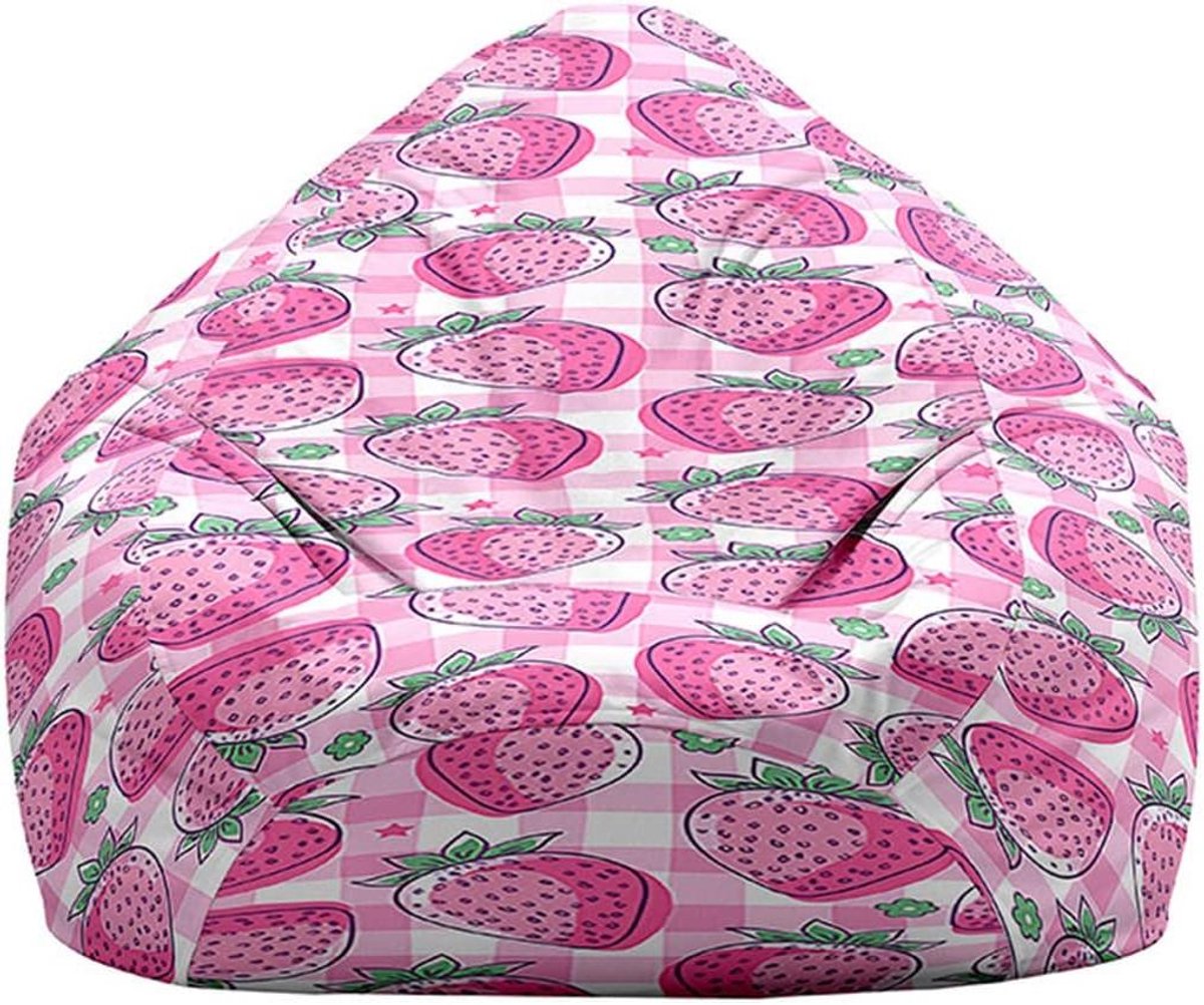 Zitzakhoes Aardbeienpatroon - Stoelhoes Loungestoelhoes - Ontspannen Zitten - Zachte Wasbare Stof - 100x120 cm - Roze