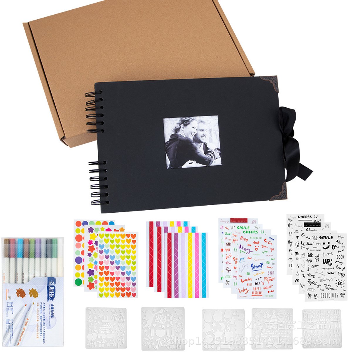 KZQ Fotoalbum met 80 pagina's - Doe-het-zelf fotoalbum - Geschikt voor 160 foto's - Omslag van PU-leer, vervangbare binnenpagina's - Geschikt voor bruiloften, verjaardagen en feesten - 29,5 x 21 cm - Zwart
