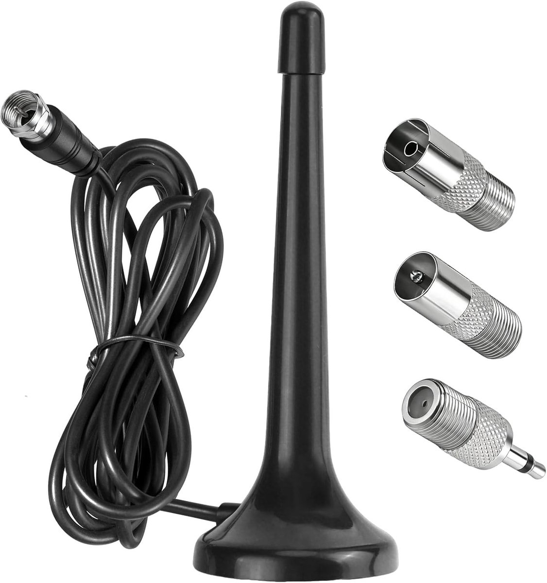 Digitale FM Radio Antenne met Magnetische Stand, 3 Adapters en 3 Meter Verlengkabel voor Hi-Fi Ontvangers en Stereo Systemen