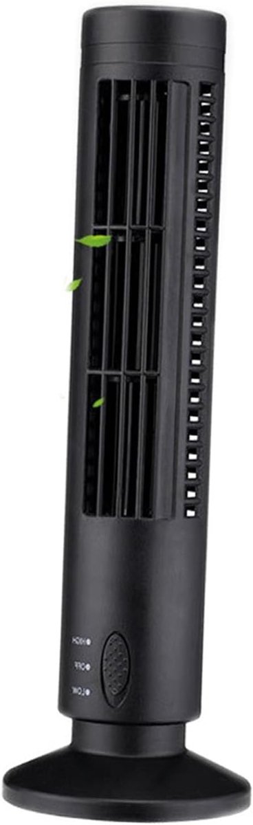 Bladeless Ventilator - Torenventilator USB - Verkoeling Binnen - Dubbele Snelheid - 33 cm - Zwart