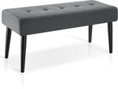 tectake® Gestoffeerd Bankje - 95 x 38 x 45 cm - Stikpatroon - Draagkracht 220 kg - Zitbank - Halbank - Bank voor Woonkamer, Slaapkamer, Bedeinde - Fluweellook Grijs