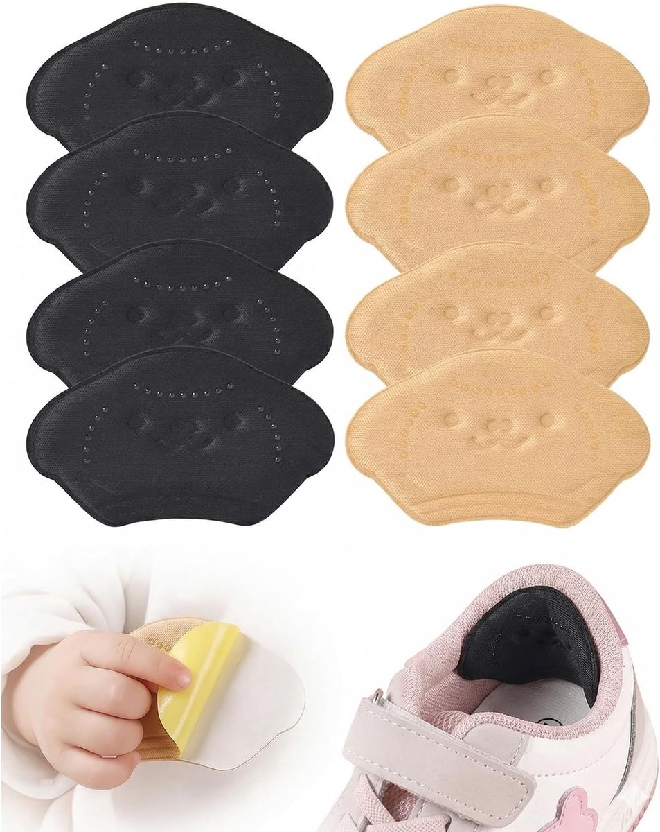 Hielkussens voor Kinderschoenen - 4 Paar Antislip Hielbescherming, Slijtvast en Comfortabel voor Groeiend Voetjes