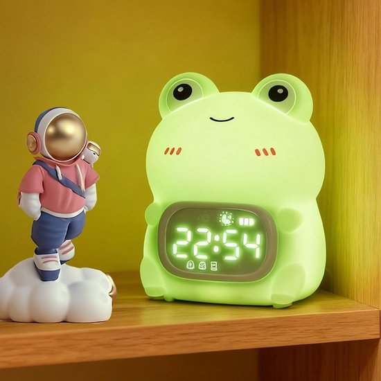 Cute Frog Alarm Clock, 7 RGB Color with Adjustable Delay and Soft Light, Cartoon Style Desktop Clock, Suitable for Bedrooms and Children's Rooms, Best Gift for Boys and Girls — afbeelding 5