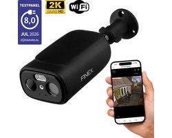 Finex Solar Camera – 2K Ultra HD – Geen abonnement - Solar Camera Met Nachtzicht – Buitencamera – Bewakingscamera voor Buiten – Beveiligingscamera Met WiFi en App – Black Edition
