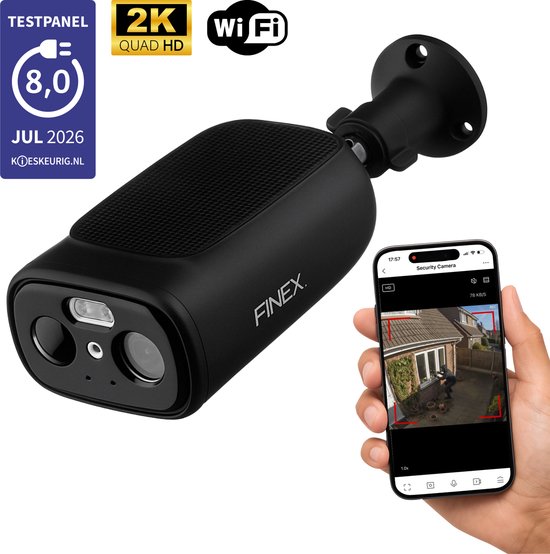 Finex Solar Camera Draadloze Beveiligingscamera 2K Ultra HD - Finex™ - €89,95