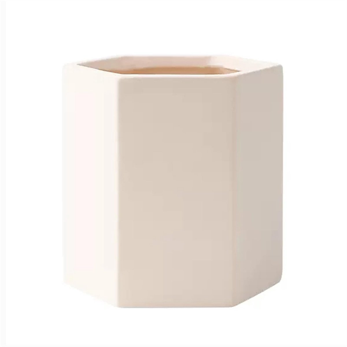 Effen kleur zeshoekige kleine keramische plantenpotten thuis woonkamer binnen grote diameter bloempotten bureaublad minimalistische groene plantenbakken(Wit,Groot)