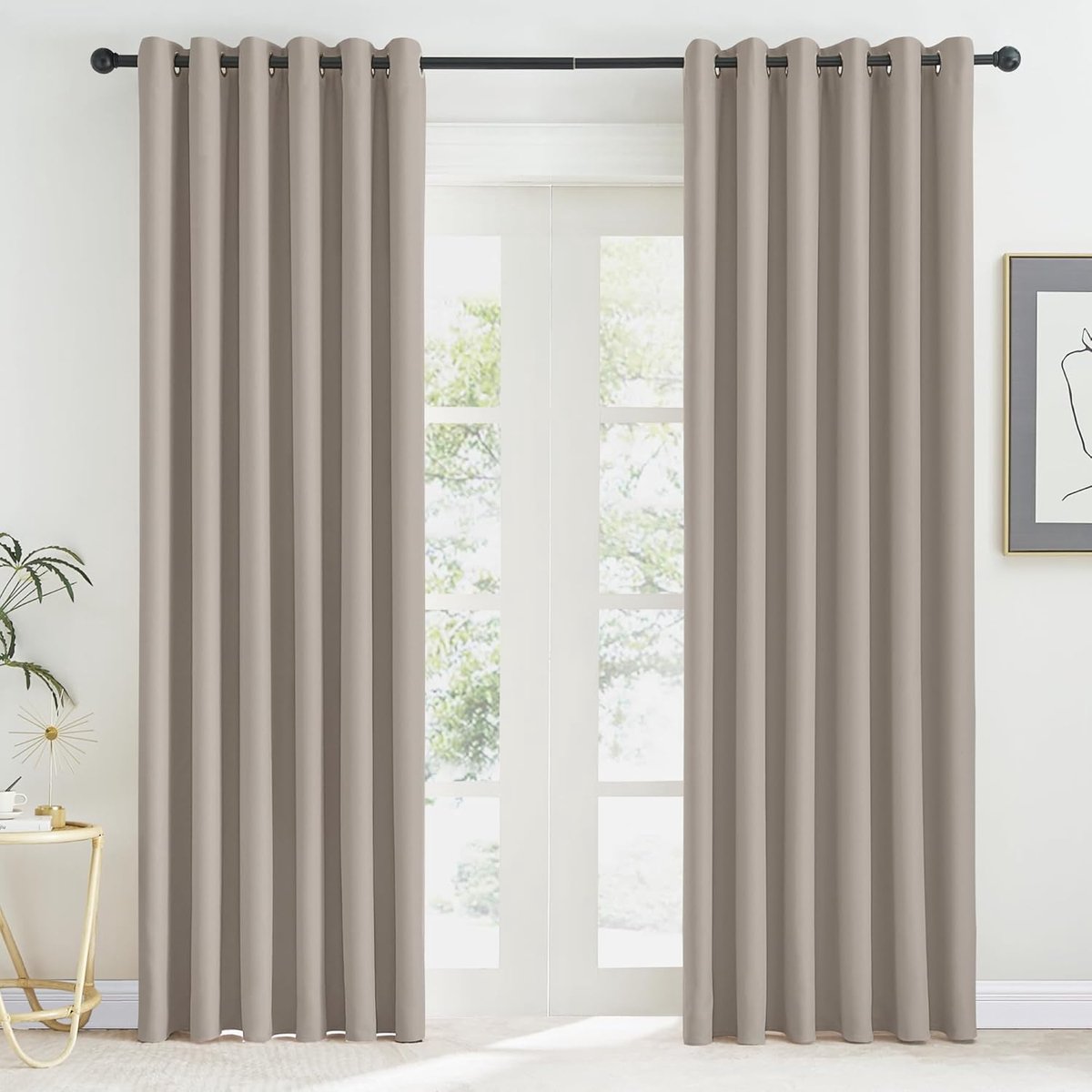 Verduisteringsgordijnen, Isoleren Licht, Geschikt voor Woonkamer Slaapkamer Studeerkamer, Gordijnen Kant en Klaar,200B x 220H cm (2 Panelen),Zand