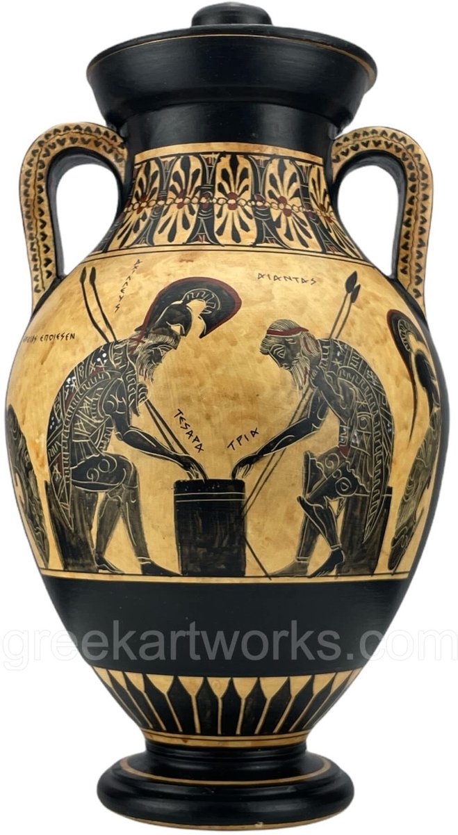 & Ajax Exekias Oude Griekse Amphora Vaas Museum Replica Handgemaakt