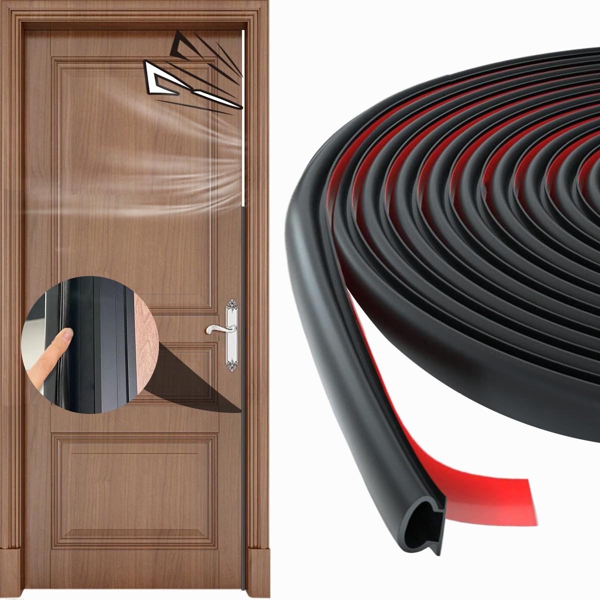 Dailygoods - AKbik Afdichtingstape, zelfklevend, 6 m deurafdichting, geluidsisolatie, waterdicht, flexibele raamafdichting, rubberen afdichting, zelfklevend, deurafdichting, rubberen afdichting, toepasselijke