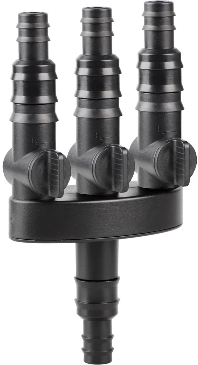 Dailygoods - 3-weg Waterverdeler - Verstelbare Adapter - Geschikt voor Fonteinen - Zwart - Slangdispenser - Drukloze Systemen