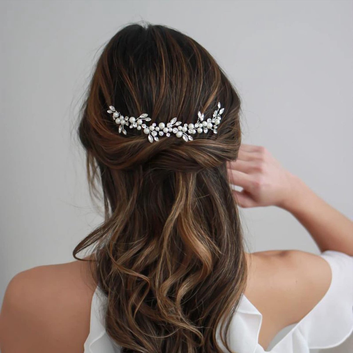 Dailygoods - Qikuver Bruid Bruiloft Kristal Haar Ranken Accessoire Parels Bruids Hoofdtooi voor Bruiden Bruiloft Haarstuk Hoofdtooi voor Vrouwen en Meisjes