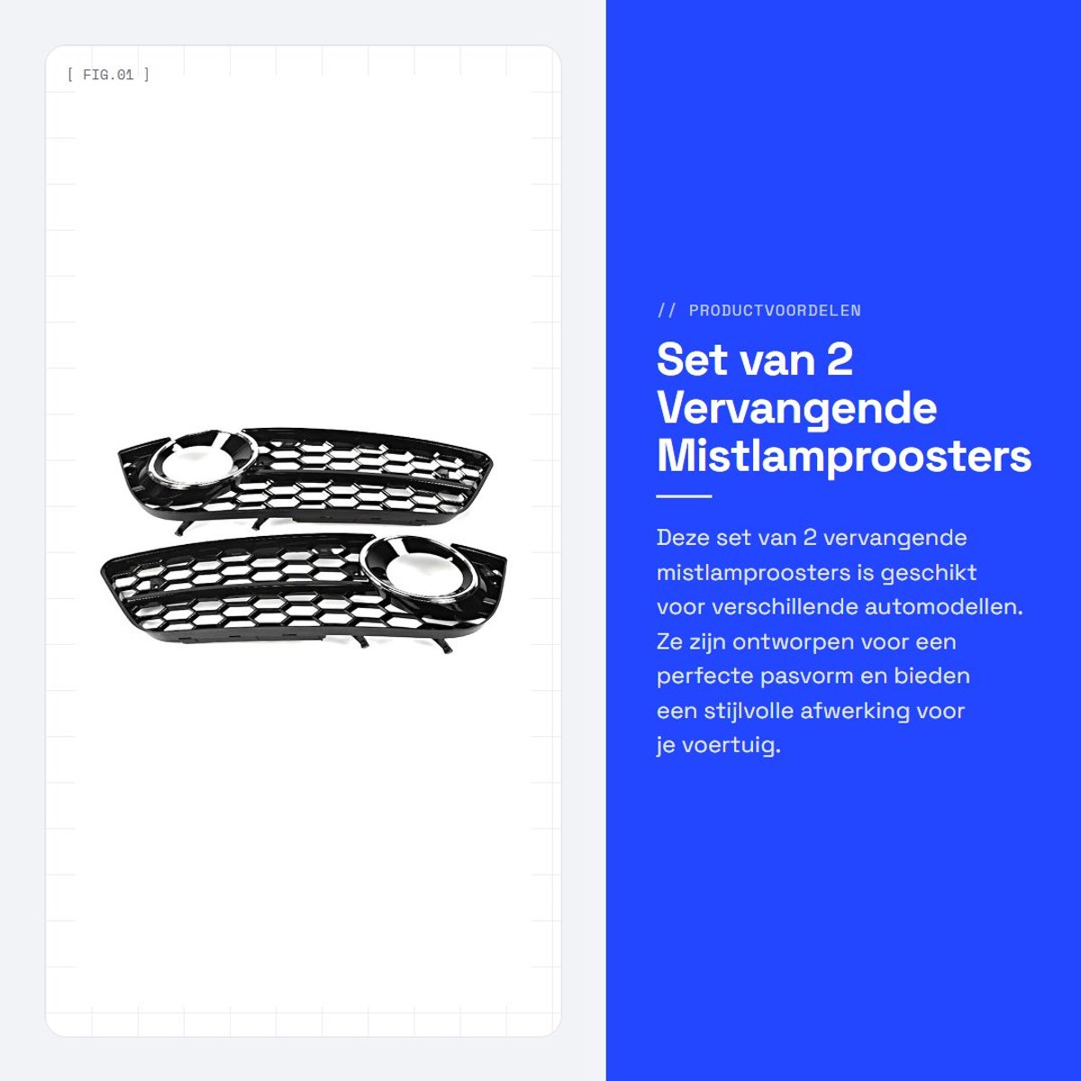 Dailygoods- Mistlamproosters 2 Stuks - Vervangende Voorbumper - Onderste Mistlamproosters - Geschikt voor 08-11 - Hoogwaardige Kwaliteit - Mistlampen