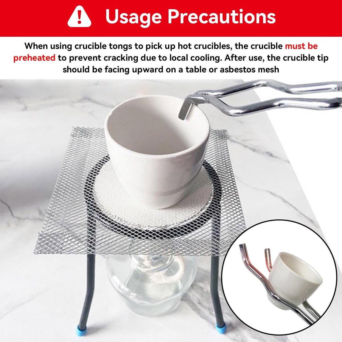 Dailygoods- Smeltkroestang Professionele Gieterijtang - Roestvrij Stalen Bekertang - Antislip Handvat - Draagbaar - 300mm - Hoogwaardig Ontwerp - Crucibletang