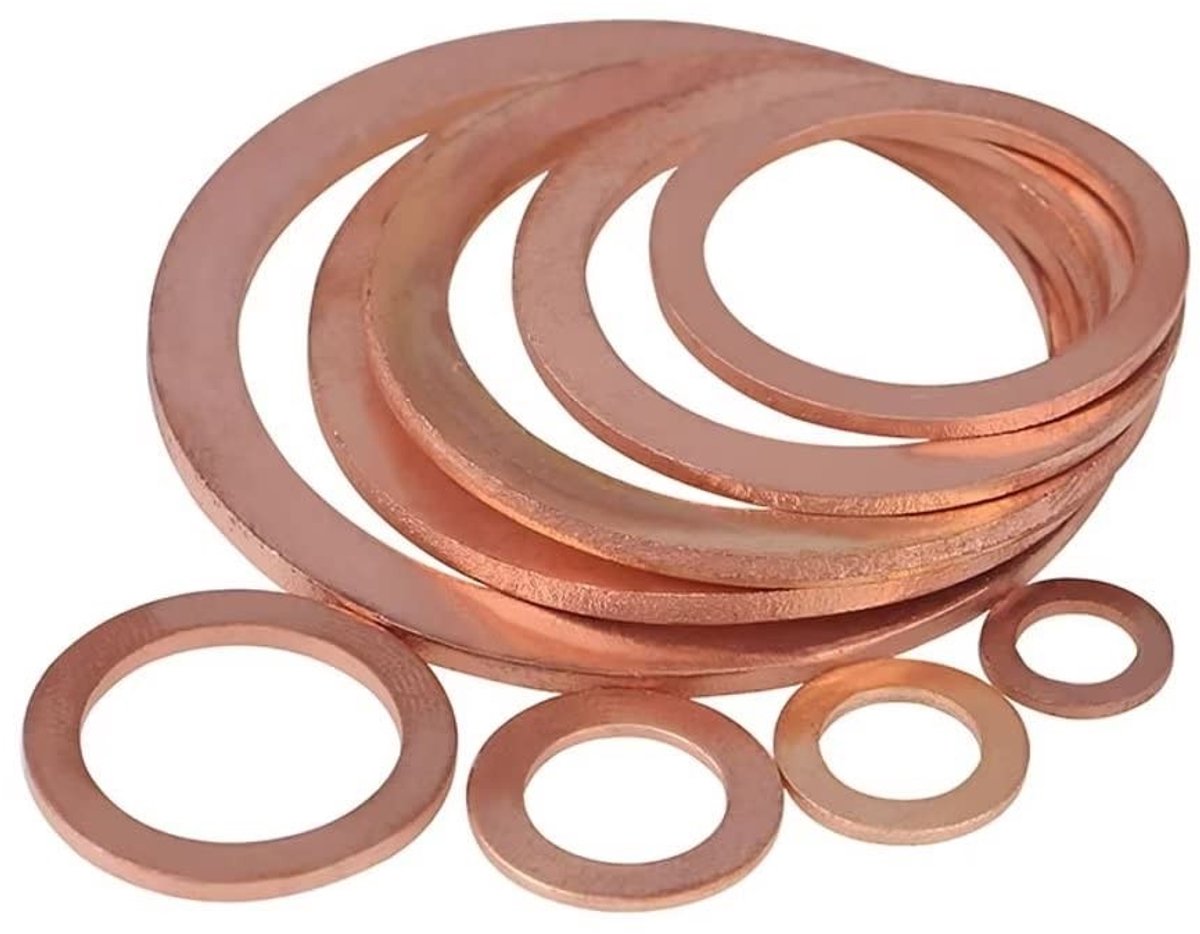 Dailygoods - Koperen platte sluitringen - Afdichtringen M6x8x1,0mm - 50 stuks - Hoge kwaliteit - Voor sanitair en industrie - Voorkomt lekken - Duurza...