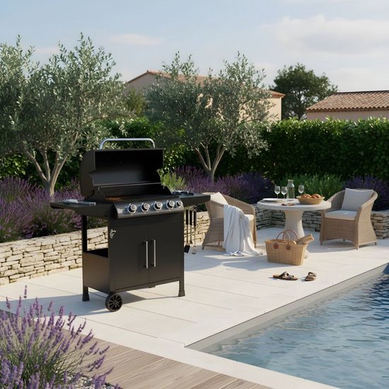 Gasbarbecue - Paarl - 4 branders - Hoofdkookoppervlak: 60 x 42 cm - Warmhoudrek - Staal van Merkloos — afbeelding 2