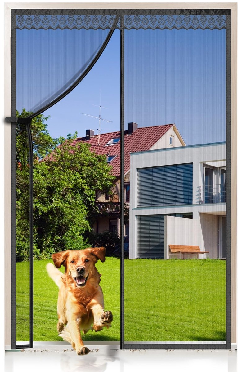Dailygoods - EXTSUD Vliegengaas van glasvezel, voor deur, 75 x 220 cm, magneetgordijn, ins