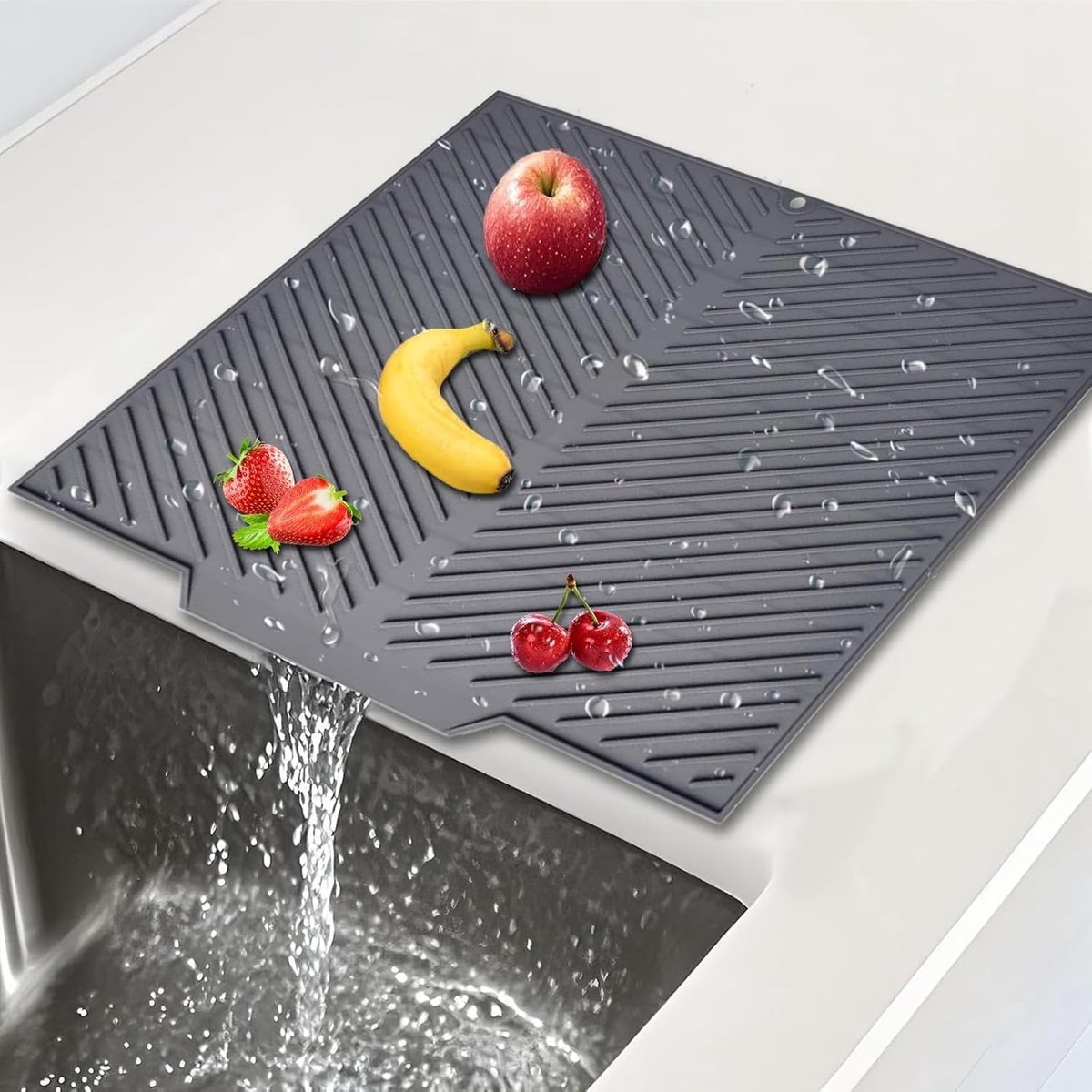 Dailygoods- Afdruipmat siliconen 43 x 33,5 cm - Gootsteenmat - Afdruipmat voor keuken - Werkbladbescherming - Hygiënisch - Snelle droogefficiëntie - Afdruiprek