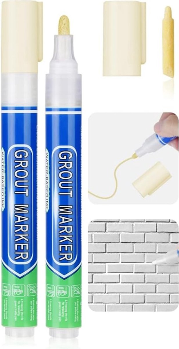 Voegenstift Gebroken wit – Voegenmarker – Voegenpen – Voegverf Pen – Voegstift – Voegen Kleuren en Opfrissen – Tegelvoegen Reinigen – Voegkleuring – Tegelvoeg Marker – Badkamer, Keuken en Toilet