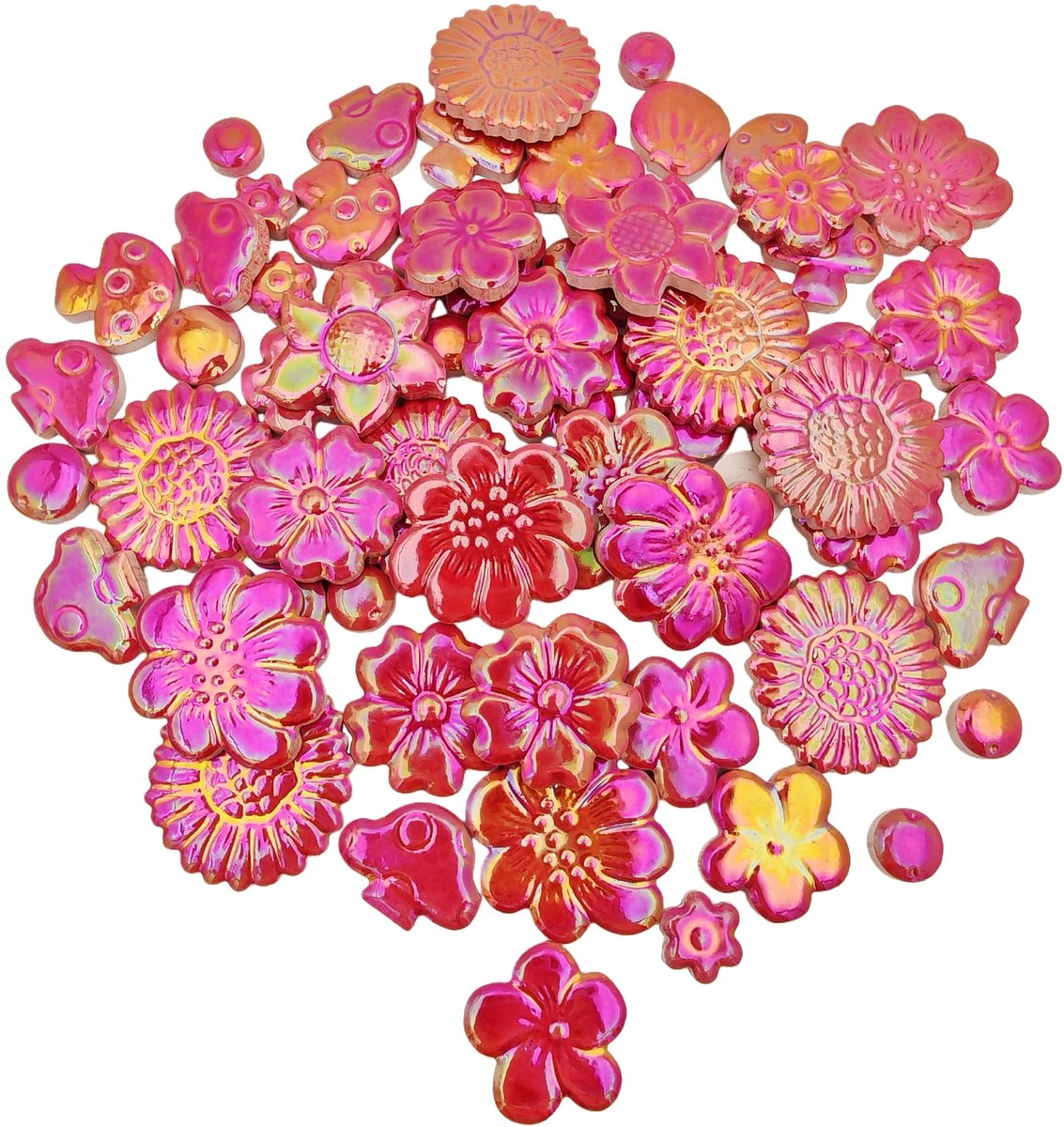 Dailygoods- Mozaïektegels 500g - Keramische Mozaïektegels - Gemengde Vormen - Bloemen/Bessen/Paddenstoelen - Doe-het-zelf Ambachten - Creatieve Decoratie - Mozaïek