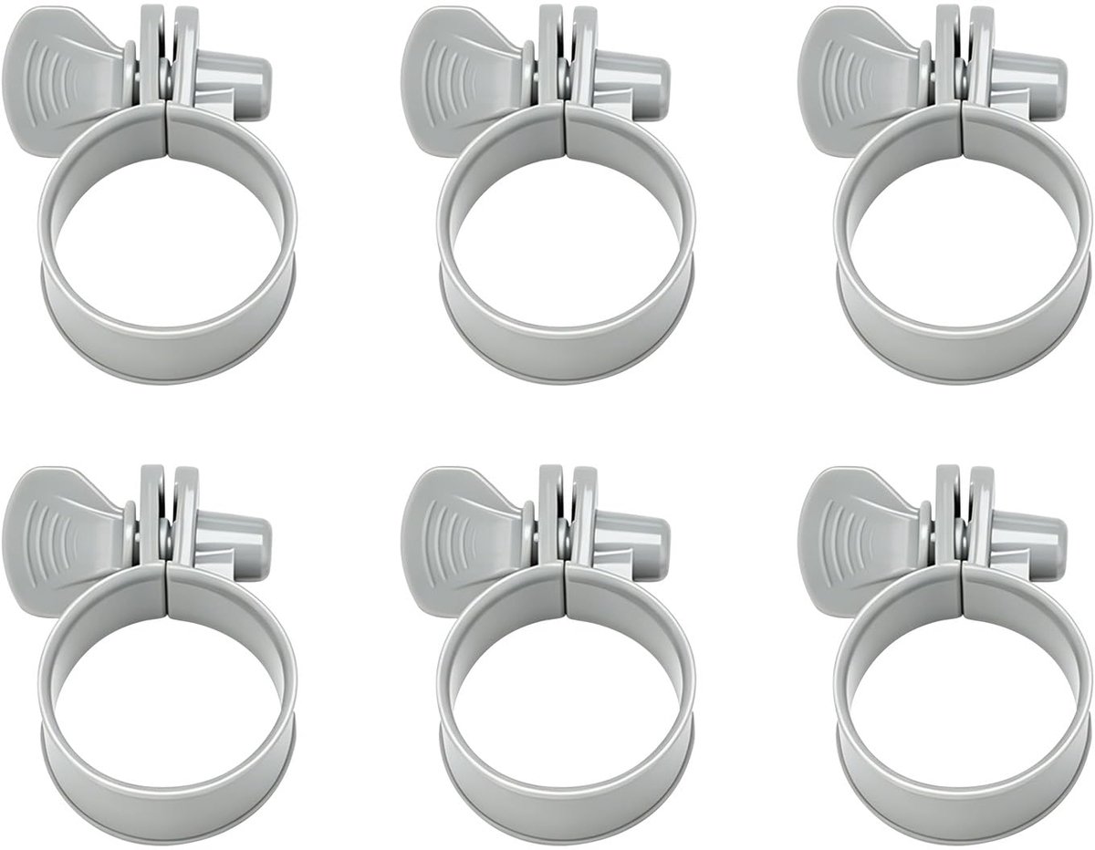 6pcs kunststof klemklemmen voor zwembadslang 32-38 mm, klemklem voor zandfilter, geschikt voor zwembadslangen 3,18 tot 3,81 cm，klemmen voor zwembadslangen, geschikt voor zwembaden