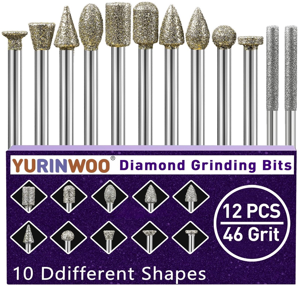 Dailygoods- Diamantslijpbit 46 korrels - Dremel Compatibel - Slijtvast - Schacht 0,3 cm - Voor steen/jade/glas/hars/metal - Fijne detailwerkzaamheden - Slijpbit