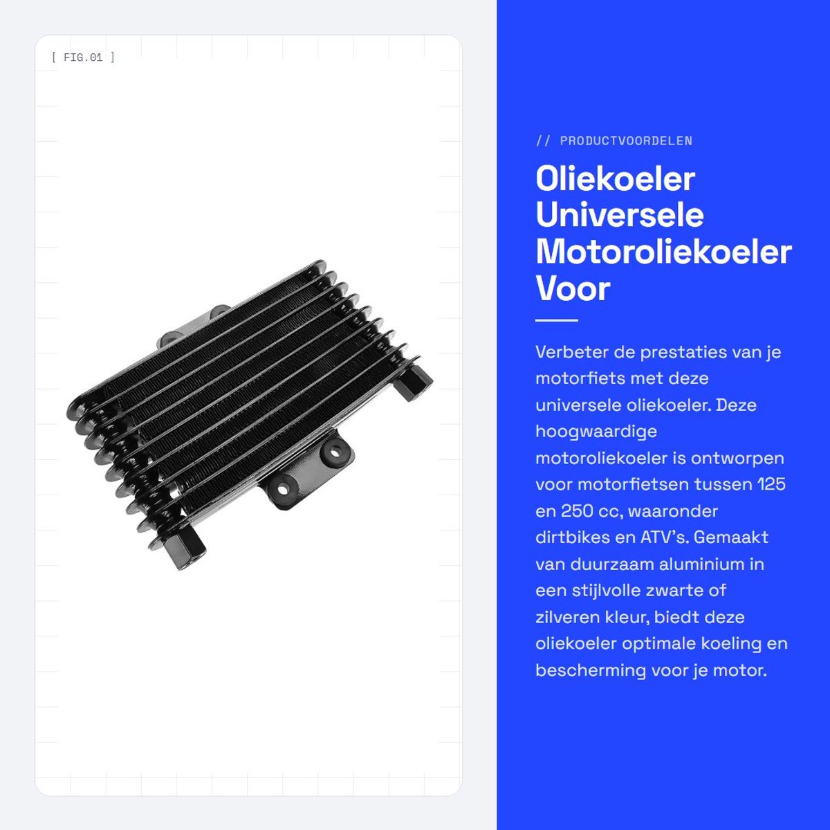Dailygoods- Oliekoeler - Verbeterde motorprestaties - Universele oliekoeler - Aluminium - Capaciteit 125 ml - Lengte 250 mm - Vermindert motorslijtage - Motoroliekoeler