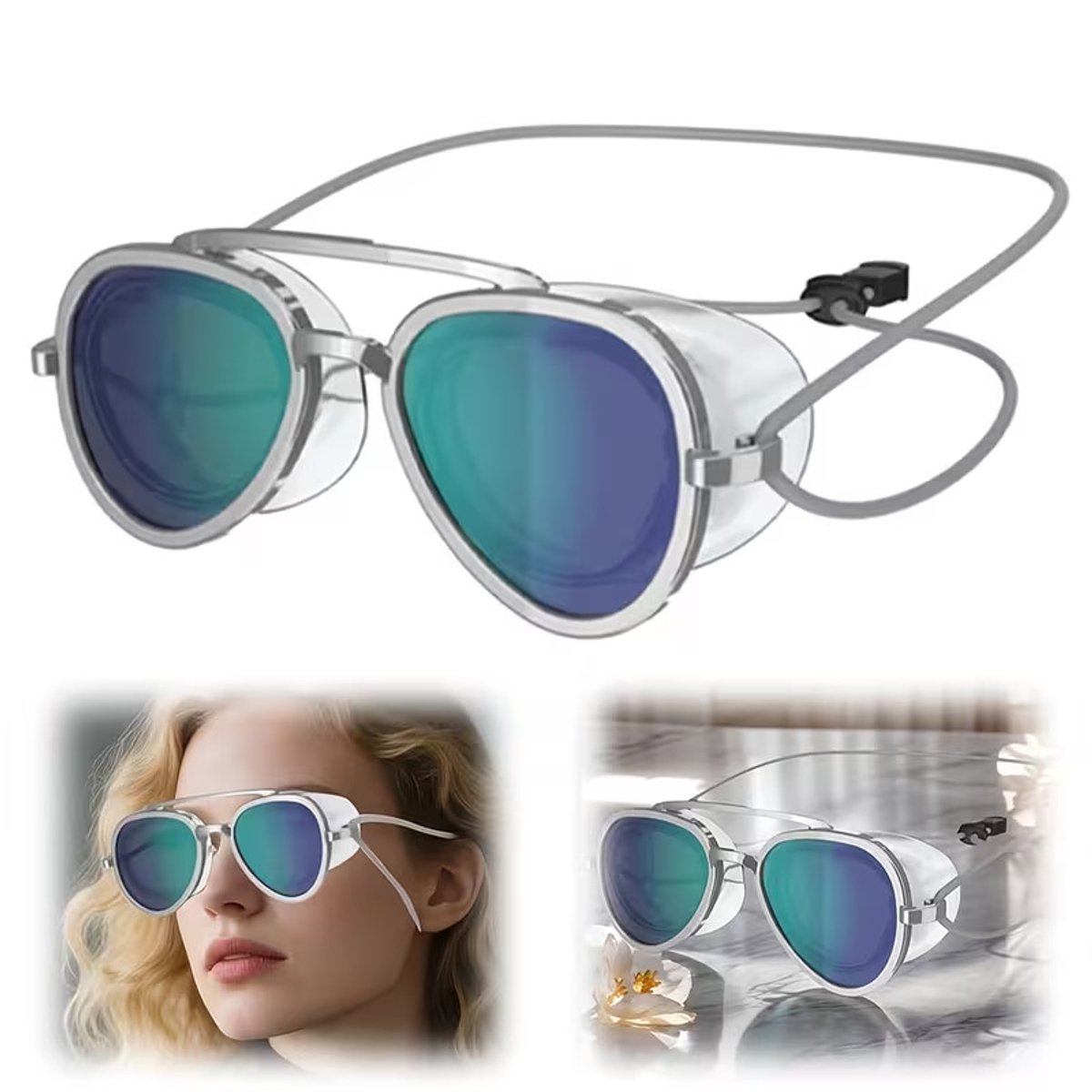 1pcs Volledig zicht anti-condens zwembril, UV-bescherming, lekvrij, blauw