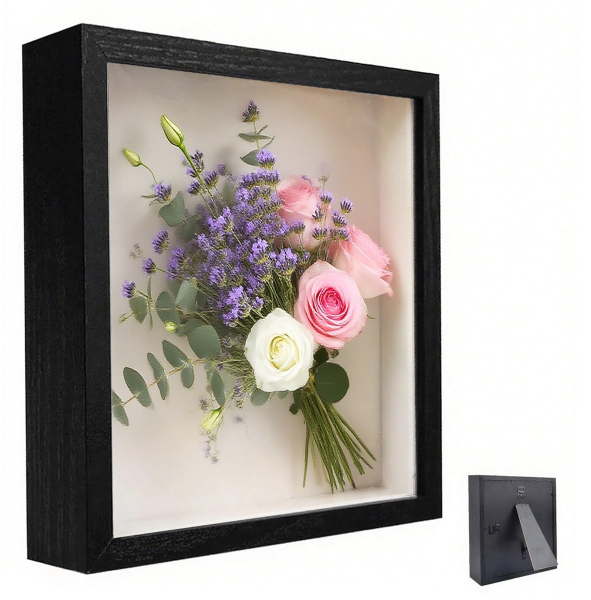 Fotolijst om te vullen, 30 x 40 cm, houten rechthoekige lijst, met transparante acrylplaat, 3D-objectlijst, diepte 3 cm, dikke fotolijst, voor souvenirs, huwelijkscadeau, zwart