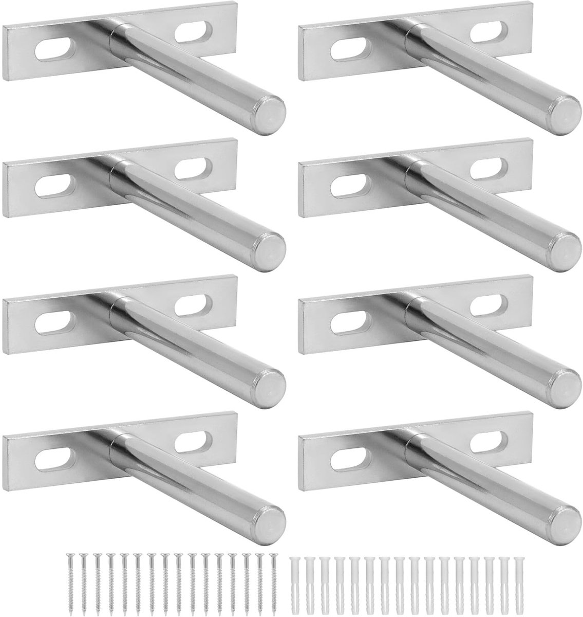 8 stuks onzichtbare plankbeugels - 75 mm - massief ijzeren zwevende plankbeugels voor wandmontage decoratie kastmeubilair