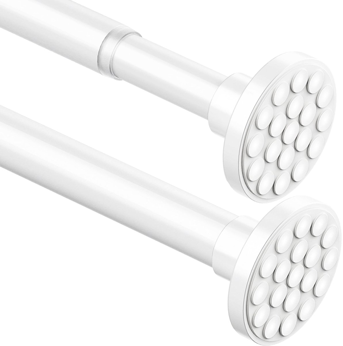 Gordijnroede, lange douchegordijnstang, zonder boren, uittrekbare telescoopstang, voor badkamer, slaapkamer, wit, 85-160 cm, doorsnede 32 mm
