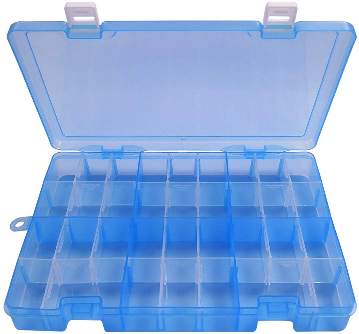 Plastic opbergdoos, instelbare vakken, sieradendoos, gereedschapscontainer (34 vakjes, blauw)