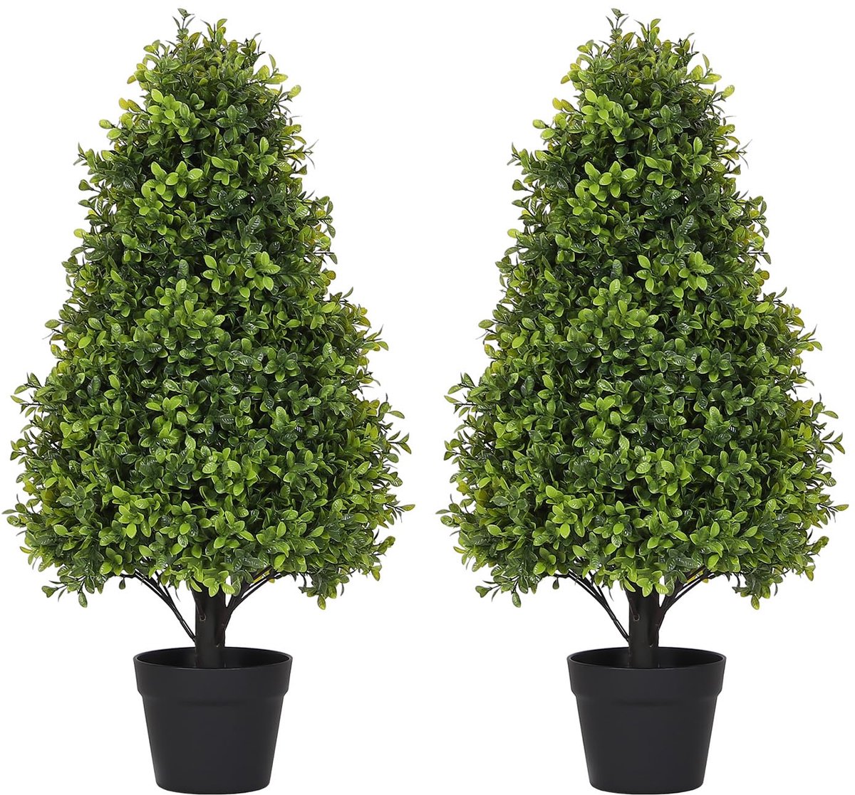 Kunstmatige Outdoor 2 Pack Faux Buxus Planten Buiten Set van 2 Nepstruiken en Struiken voor Veranda Tuin Patio Decor