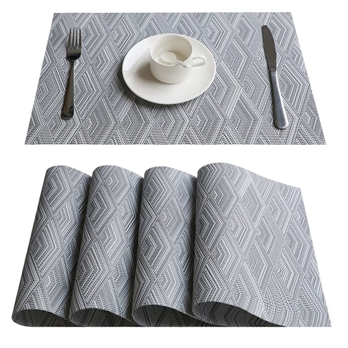 Placemats for Tafel Set Plaid Tafel Mat Placemat Servet in keukenaccessoires Cup Wine Mat Coaster Pad Tafel mat (Color : S, Size : Set of 6)