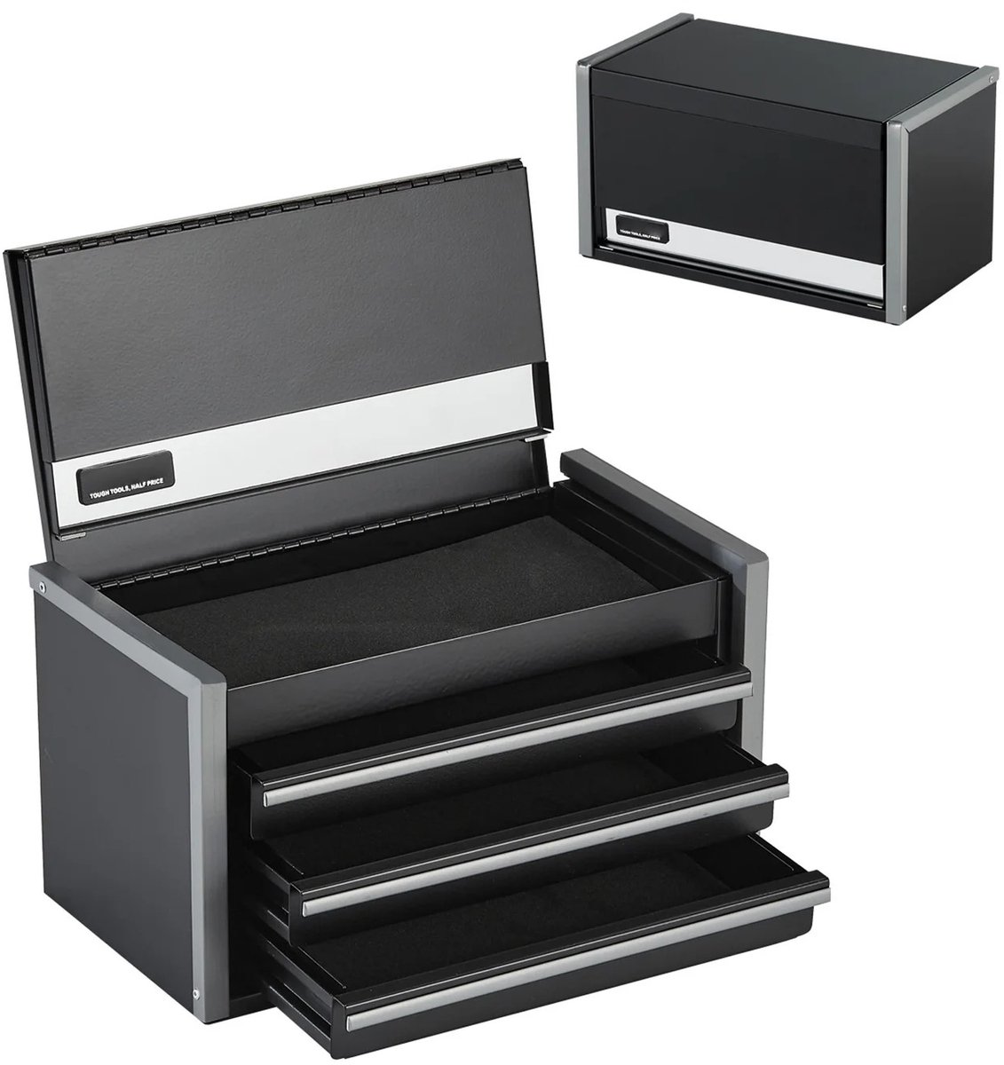 NordHaus Metalen Gereedschapskist - Gereedschapskoffer - Gereedschapsopbergbox - 3 Soepel Lopende Laden - 8,6 Inch Zwart