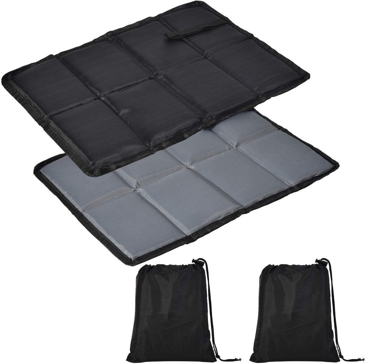 Zitkussens zitmat, waterdicht draagbaar, van Oxford-stof, met 2 opbergtassen, in zwart/grijs, voor outdoor, speelplaats, camping, wandelen, picknick