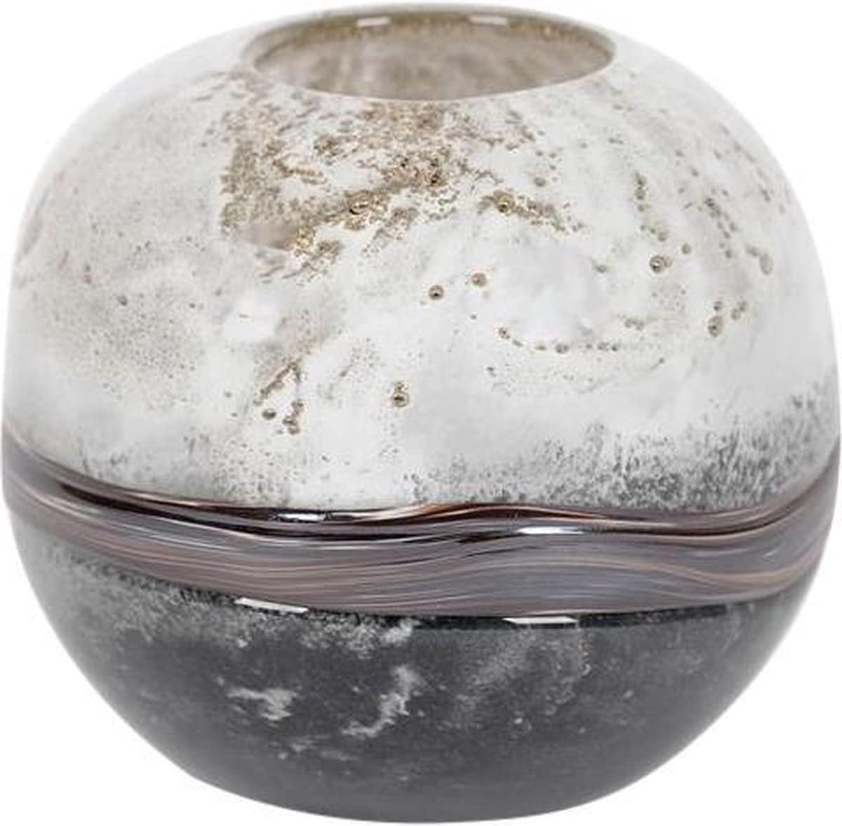 Vaas glas grijs-bruin-mele D 21 cm H 18 cm