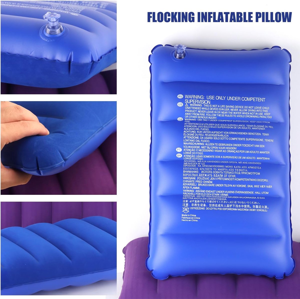 kussen, reiskussen, opblaasbaar, 43 x 27 cm, opblaasbaar campingkussen, ultralicht, ergonomisch nekkussen, opblaasbaar voor kantoor, outdoor, wandelen, 2 stuks