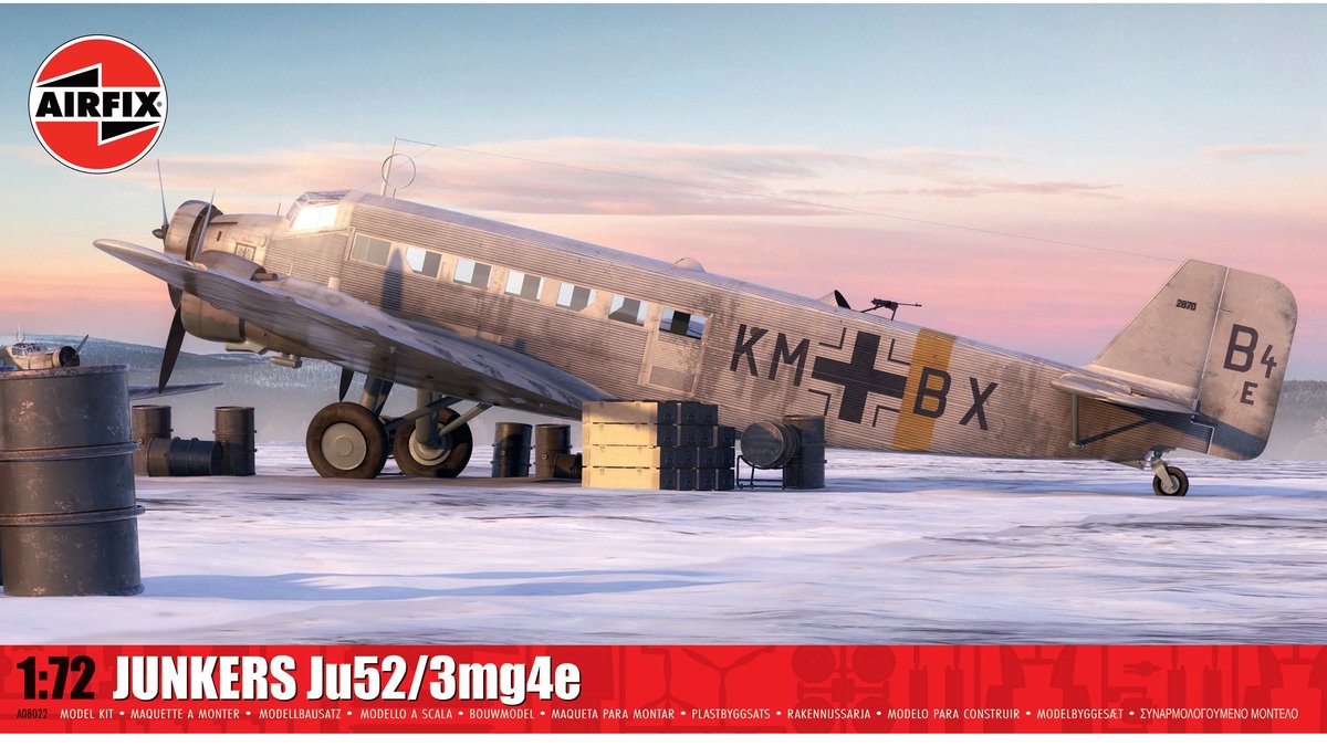 Airfix Modelbouwpakket Vliegtuigen - 08022 Junkers Ju52/3mg4e WWII - Duits Transportvliegtuig Plastic - 1:72 - Modelbouw