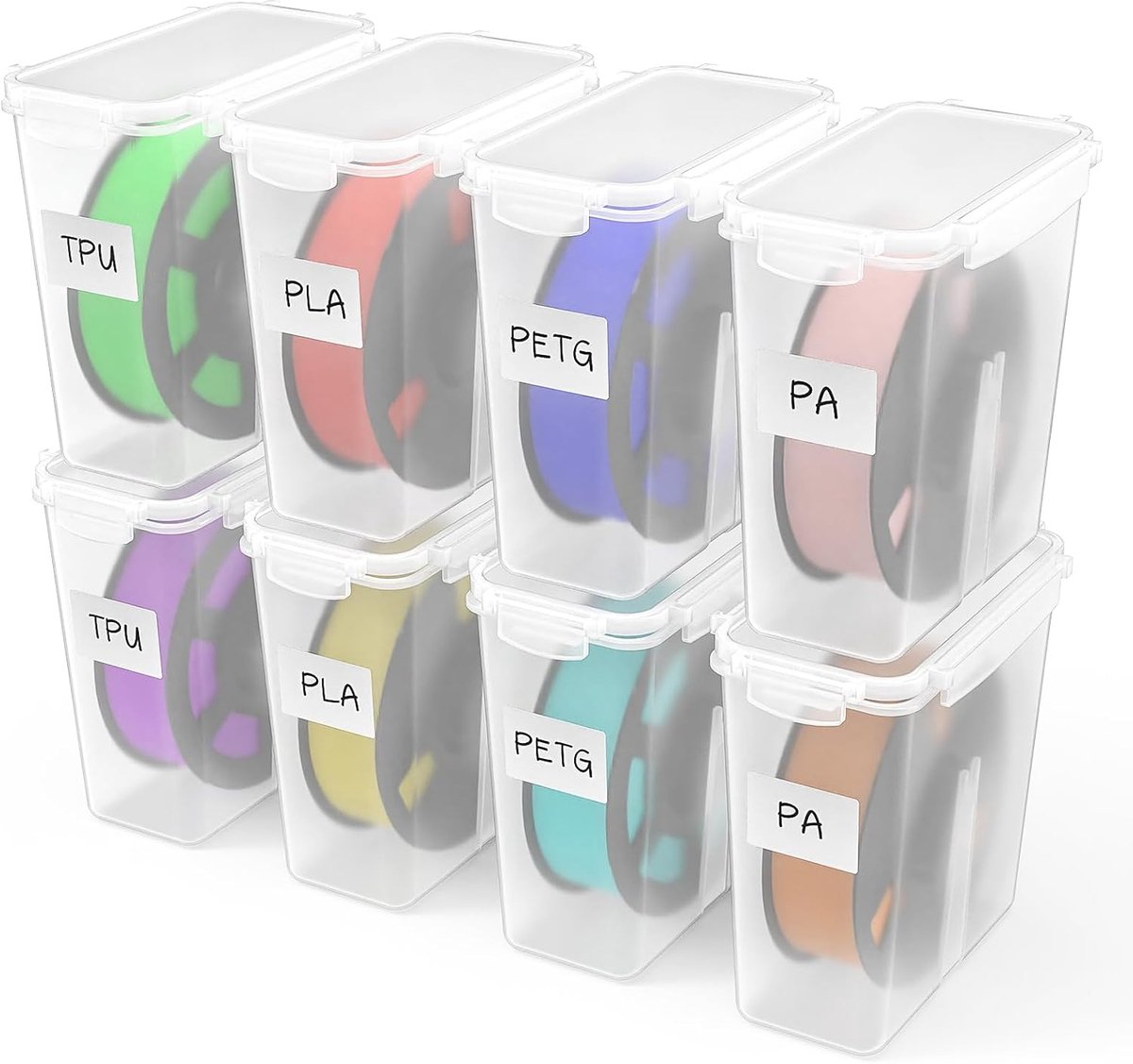 opbergdoos voor 3D-printen, filamentverzegeling en bescherming, 8 stuks filamentcontainer, draagbare opslag, vocht- en stofbestendig, 4,0 l
