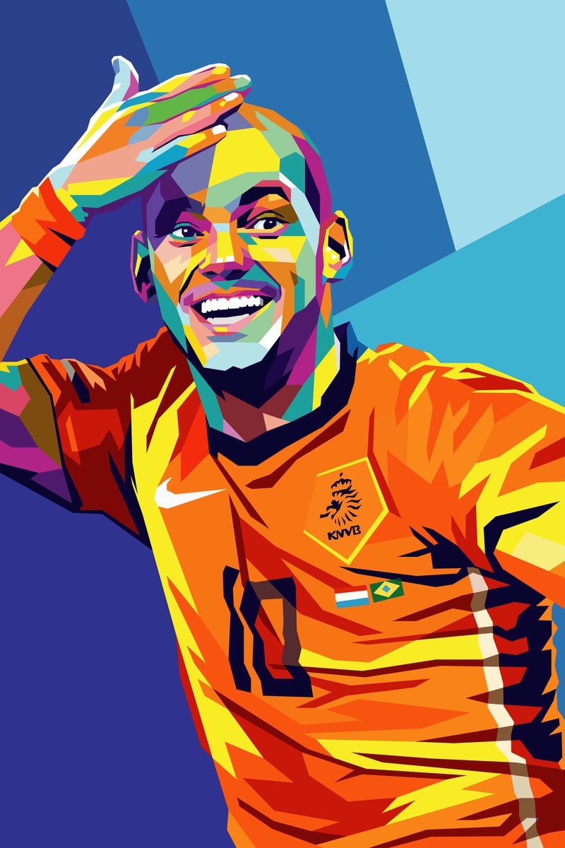 Voetbal Poster - Sneijder - Nederland - Nederlands Elftal - Wesley Sneijder - Abstract Portret - WK 2010 - Wanddecoratie - posters - formaat 30x40cm - XS367