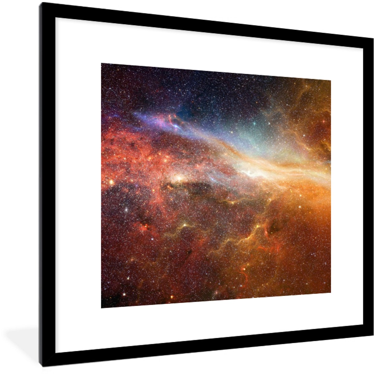 Fotolijst incl. Poster - Sterren - Ruimte - Oranje - 40x40 cm - Posterlijst