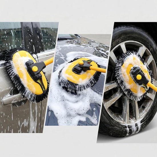 Autowasborstel Telescoop - Poetsborstel Lange Steel - Auto Reinigen - Microvezel Kop - Verstelbare Steel - Zwart — afbeelding 5