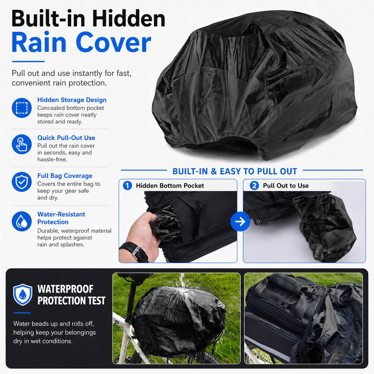 Waterdichte Fietstas Achterop Fiets – 27L Uitbreidbare Bagagedragertas – Touring Fietstas voor Lange Afstand – Met Regenhoes en Reflecterende Details – Rood – 1 Stuk — cadeau in Sport & Outdoor - foto 3