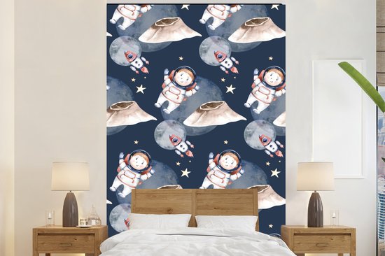 Behang - Fotobehang Ruimte - Astronaut - Raket - Jongens - Meisjes - Kind - Breedte 195 cm x hoogte 300 cm