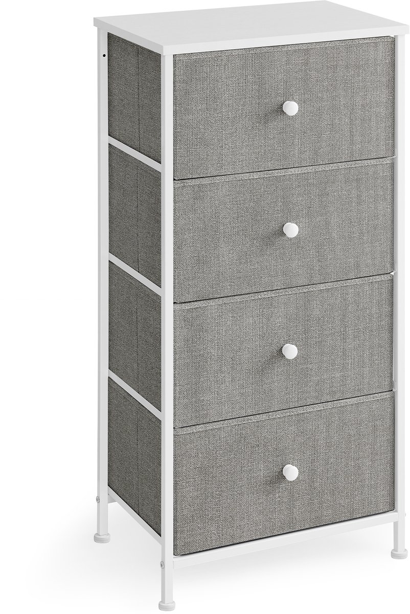 SONGMICS - Ladekast - Ladekast met 4 Laden - Stoffen Laden en Metalen Frame - Voor Slaapkamer