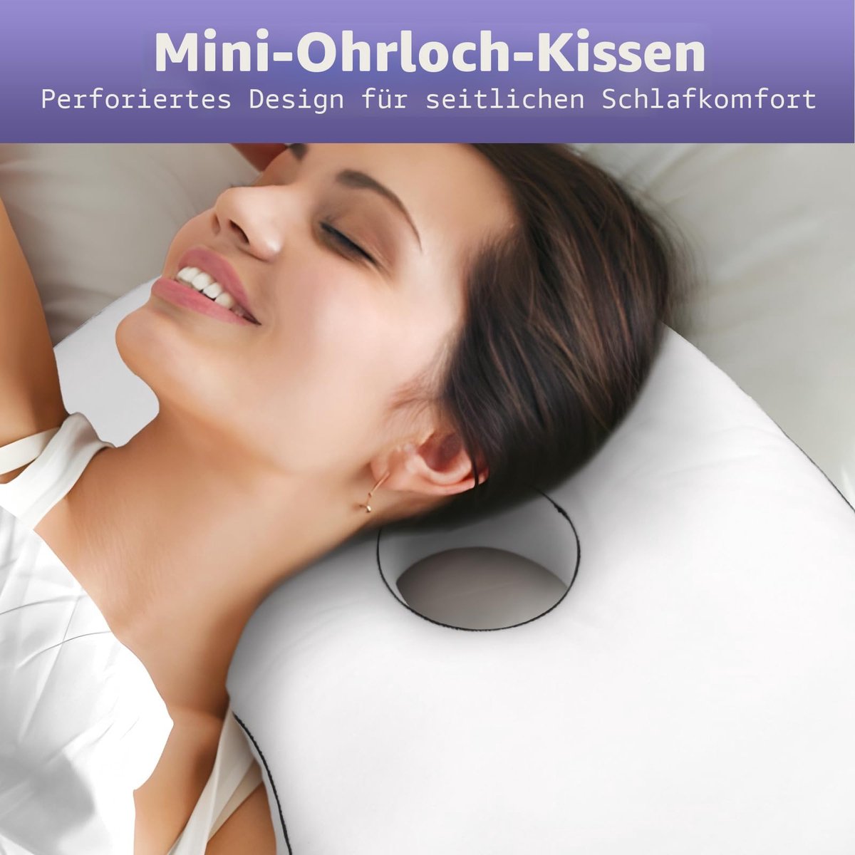 kussen voor zijslapers met oorgat, 30 x 45 cm wit fluweel mini orthopedisch steunkussen voor verlichting van oorpijn