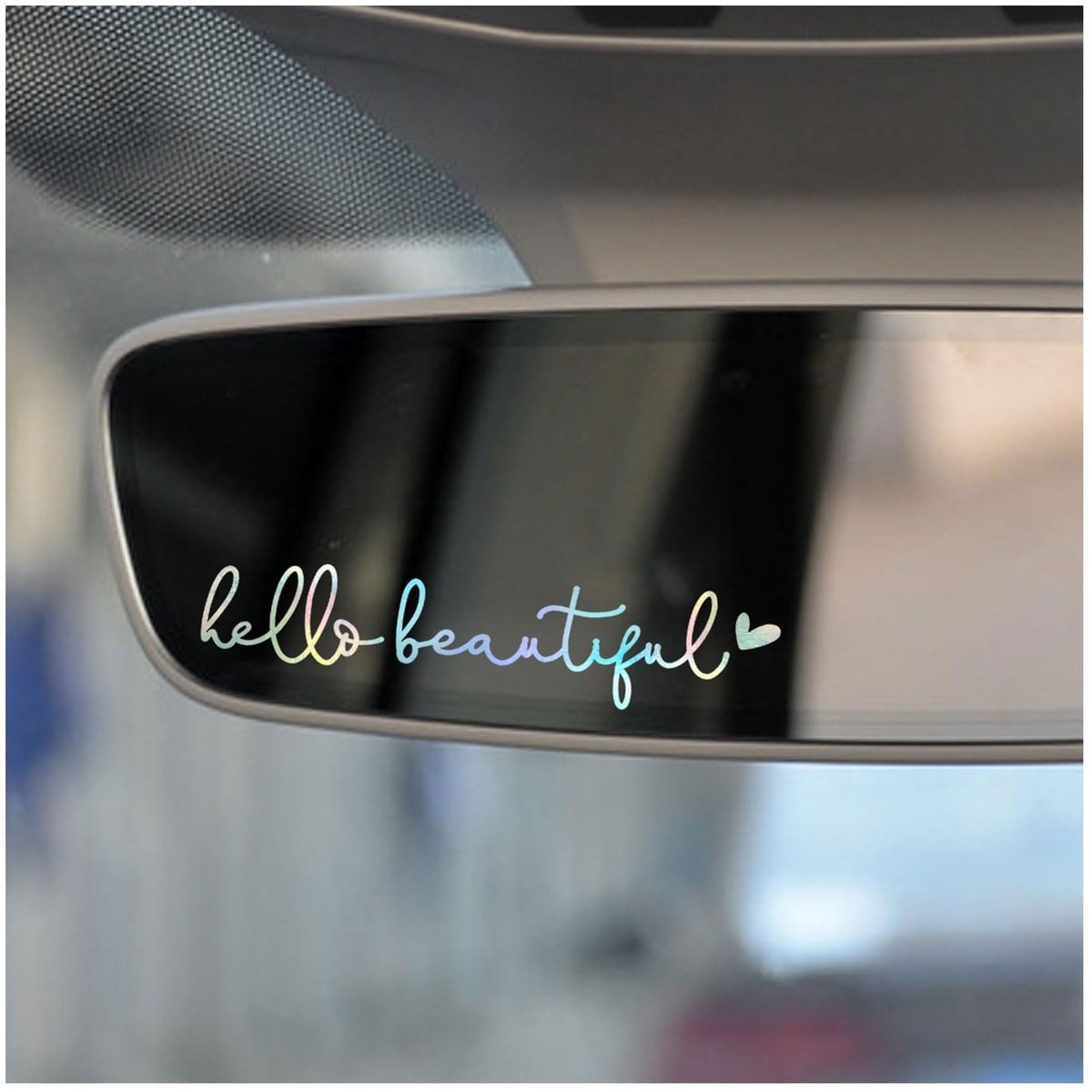3 stuks Hello Beautiful autospiegelstickers, vinyl stickers, accessoires voor autoruiten, voor spiegels en ruiten (kleurrijk)